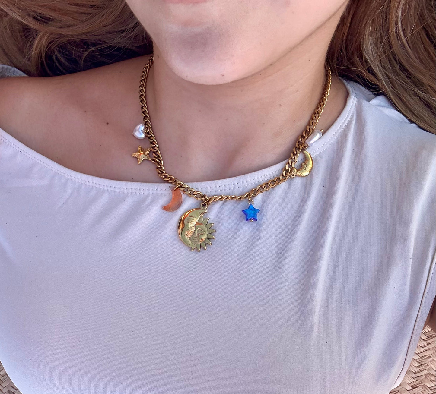 Sun and Moon Charm Necklace
